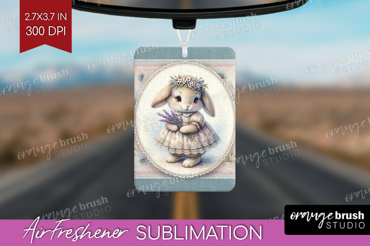 Vintage Bunny Air Freshener PNG - Cute Bunny PNG Sublimation
