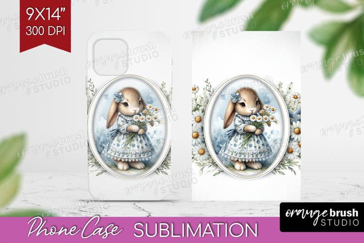 Vintage Bunny Phone Case PNG - Cute Bunny Case PNG