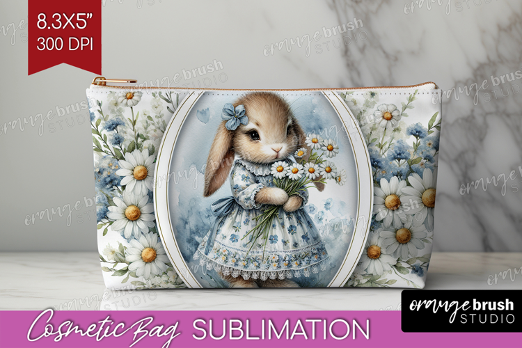 Vintage Bunny Cosmetic Bag - Cute Bunny Makeup Bag PNG