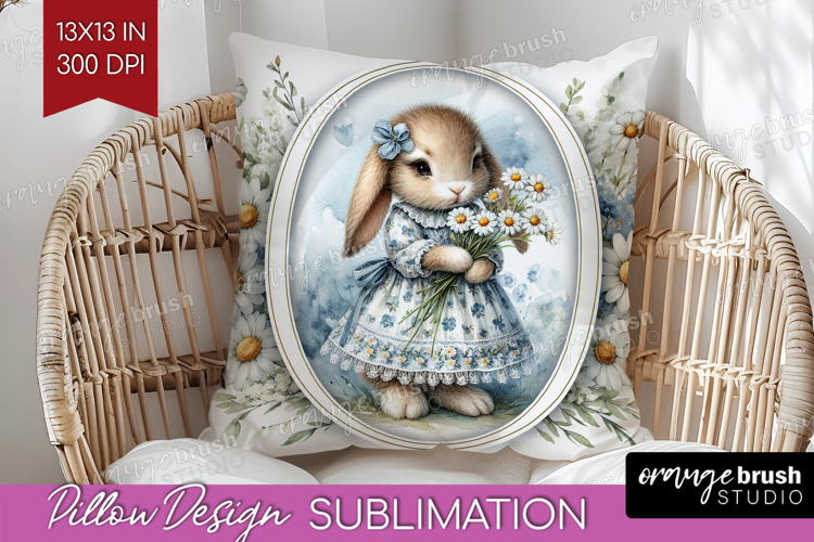 Vintage Bunny Pillow Sublimation - Cute Bunny Pillow Cover