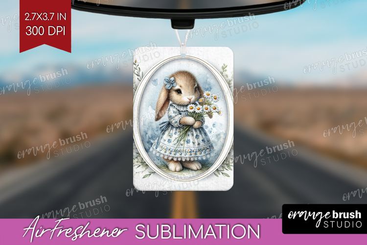 Vintage Bunny Air Freshener PNG - Cute Bunny PNG Sublimation