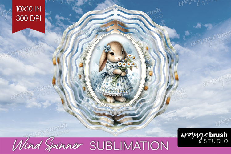 Vintage Bunny Wind Spinner Sublimation PNG - Cute Bunny