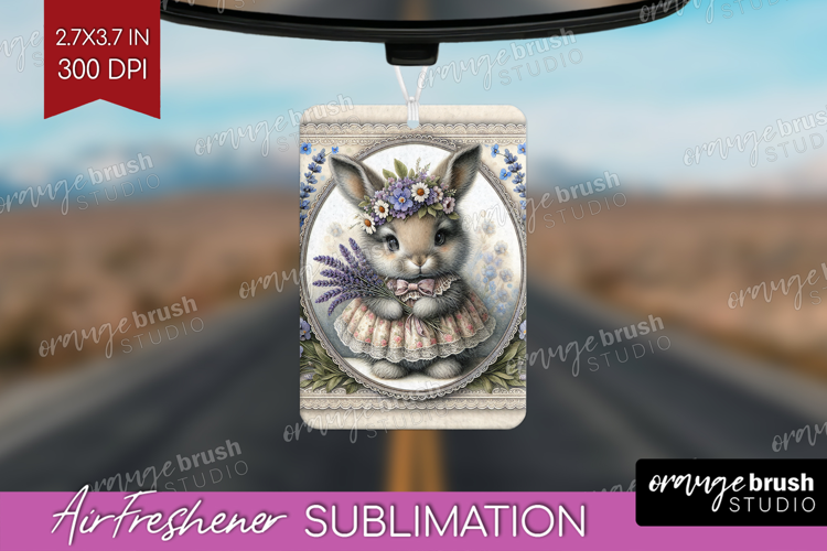 Vintage Bunny Air Freshener PNG - Cute Bunny PNG Sublimation