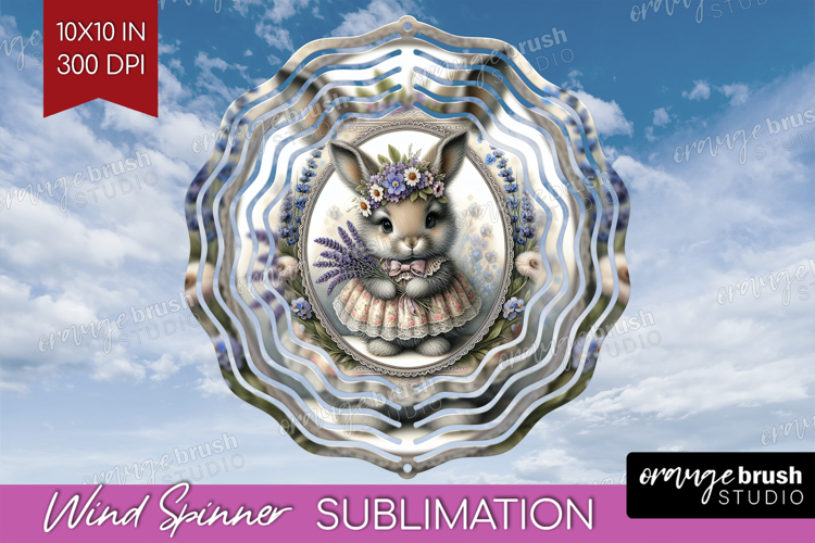 Vintage Bunny Wind Spinner Sublimation PNG - Cute Bunny