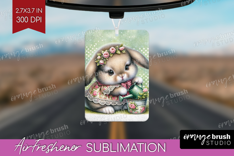 Vintage Bunny Air Freshener PNG - Cute Bunny PNG Sublimation