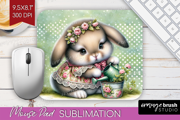 Vintage Bunny Mouse Pad Sublimation - Cute Bunny Mousepad