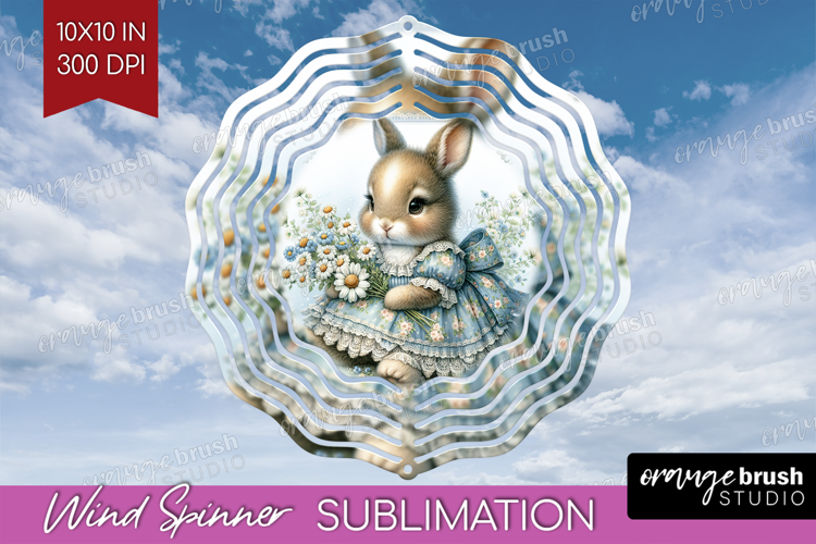 Vintage Bunny Wind Spinner Sublimation PNG - Cute Bunny