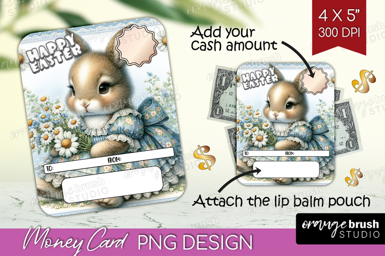 Vintage Bunny Money Card PNG - Cute Bunny Money Card Holder