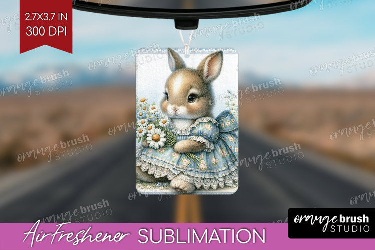 Vintage Bunny Air Freshener PNG - Cute Bunny PNG Sublimation
