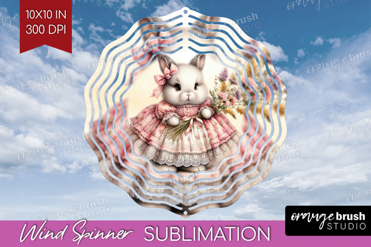 Vintage Bunny Wind Spinner Sublimation PNG - Cute Bunny