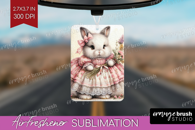 Vintage Bunny Air Freshener PNG - Cute Bunny PNG Sublimation
