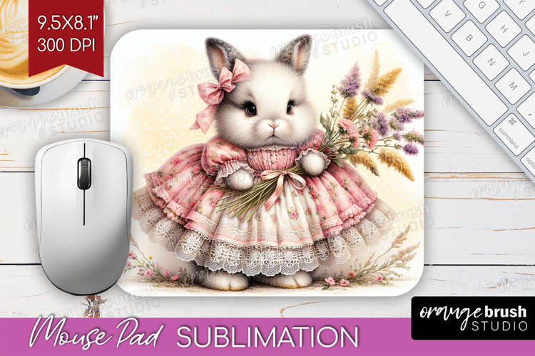 Vintage Bunny Mouse Pad Sublimation - Cute Bunny Mousepad