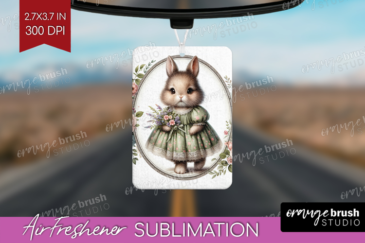 Vintage Bunny Air Freshener PNG - Cute Bunny PNG Sublimation