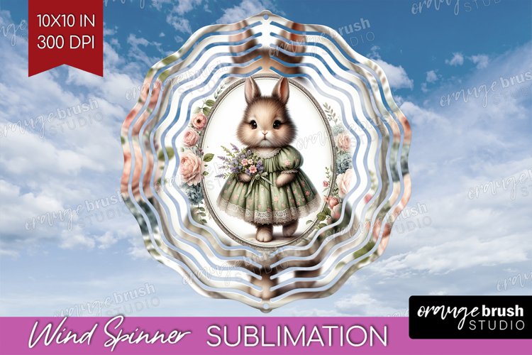 Vintage Bunny Wind Spinner Sublimation PNG - Cute Bunny