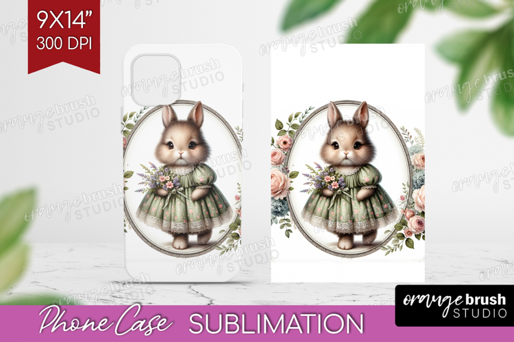 Vintage Bunny Phone Case PNG - Cute Bunny Case PNG