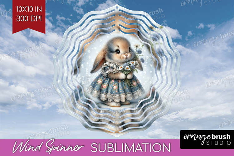 Vintage Bunny Wind Spinner Sublimation PNG - Cute Bunny