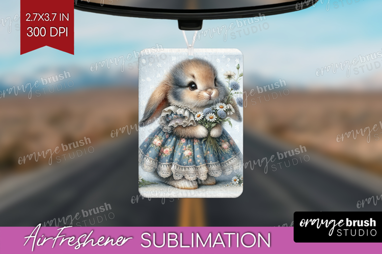 Vintage Bunny Air Freshener PNG - Cute Bunny PNG Sublimation