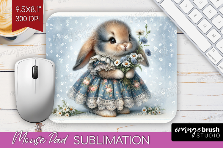 Vintage Bunny Mouse Pad Sublimation - Cute Bunny Mousepad