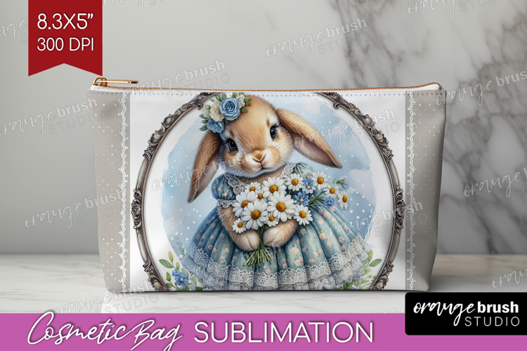 Vintage Bunny Cosmetic Bag - Cute Bunny Makeup Bag PNG