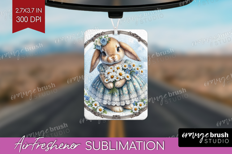 Vintage Bunny Air Freshener PNG - Cute Bunny PNG Sublimation