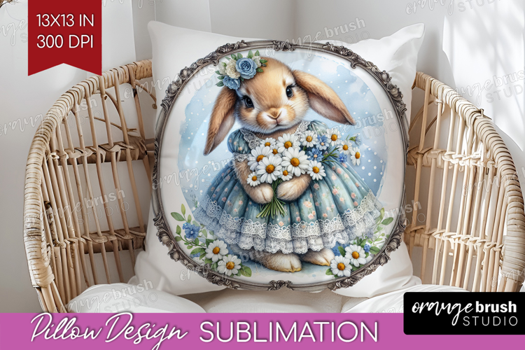 Vintage Bunny Pillow Sublimation - Cute Bunny Pillow Cover