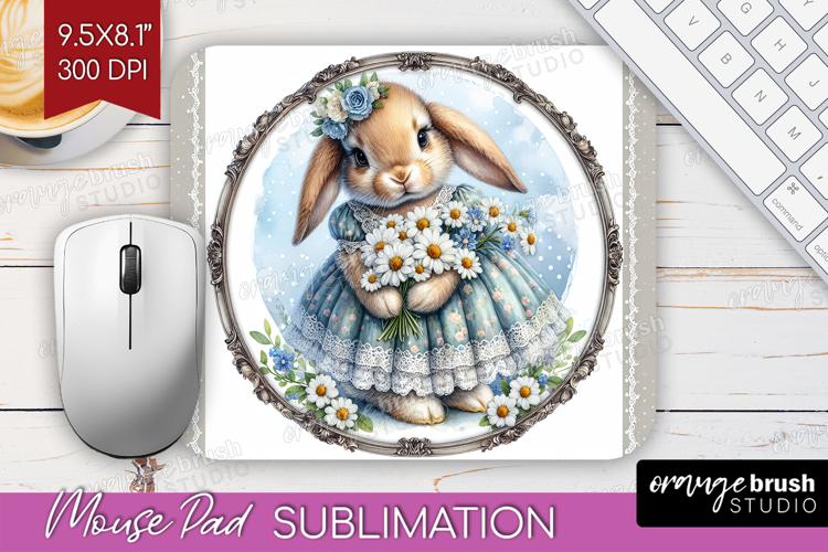 Vintage Bunny Mouse Pad Sublimation - Cute Bunny Mousepad