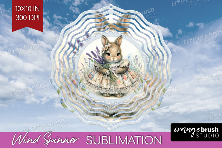 Vintage Bunny Wind Spinner Sublimation PNG - Cute Bunny