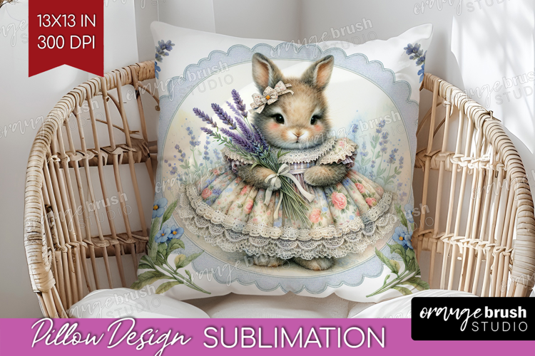 Vintage Bunny Pillow Sublimation - Cute Bunny Pillow Cover