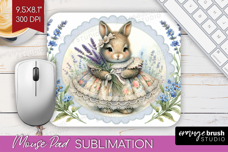 Vintage Bunny Mouse Pad Sublimation - Cute Bunny Mousepad