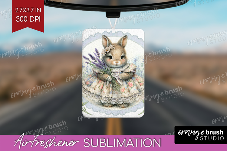 Vintage Bunny Air Freshener PNG - Cute Bunny PNG Sublimation