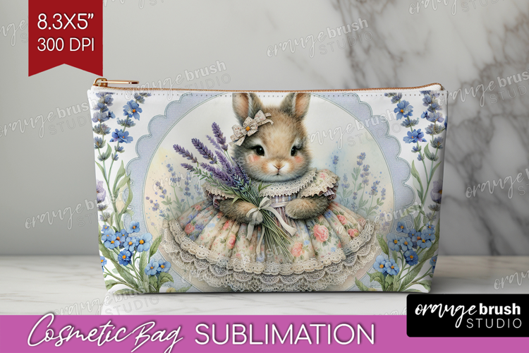 Vintage Bunny Cosmetic Bag - Cute Bunny Makeup Bag PNG