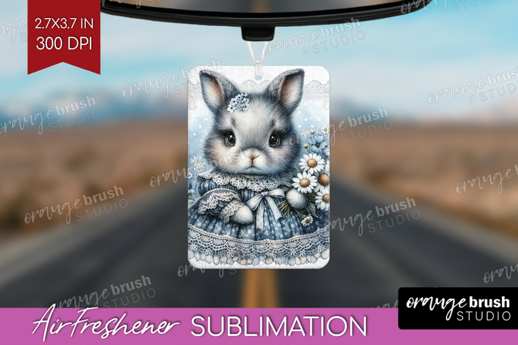 Vintage Bunny Air Freshener PNG - Cute Bunny PNG Sublimation