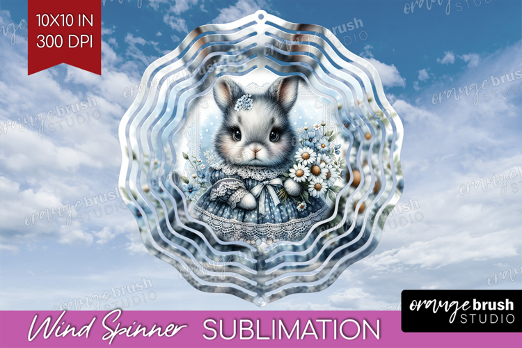 Vintage Bunny Wind Spinner Sublimation PNG - Cute Bunny