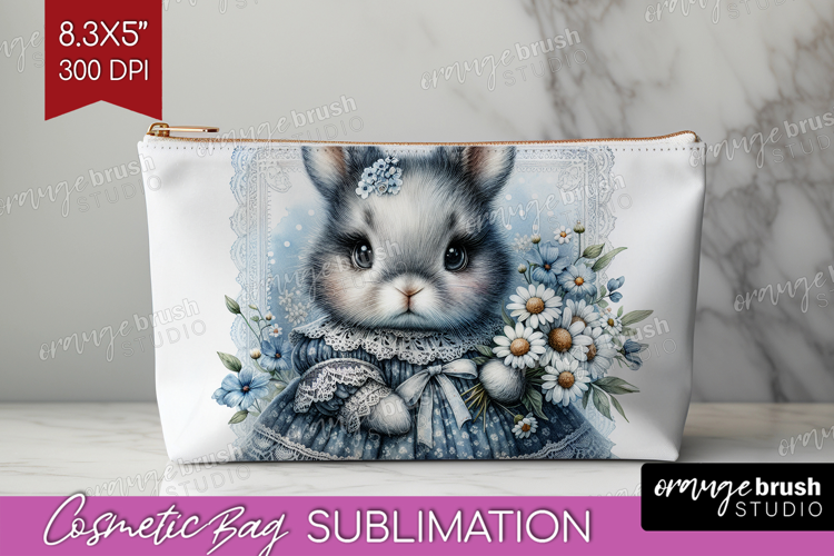 Vintage Bunny Cosmetic Bag - Cute Bunny Makeup Bag PNG