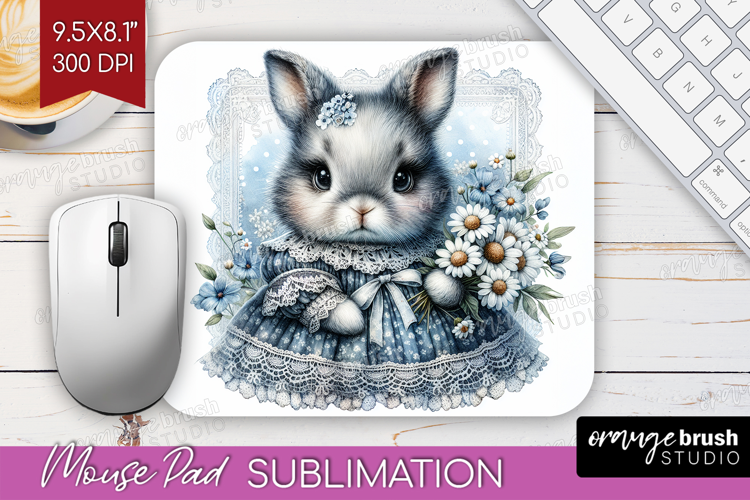 Vintage Bunny Mouse Pad Sublimation - Cute Bunny Mousepad