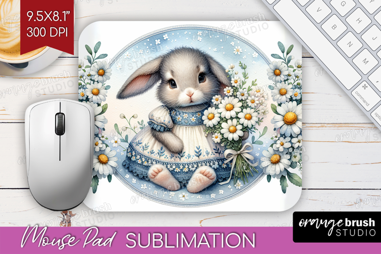 Vintage Bunny Mouse Pad Sublimation - Cute Bunny Mousepad