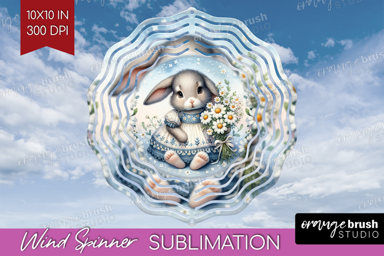 Vintage Bunny Wind Spinner Sublimation PNG - Cute Bunny
