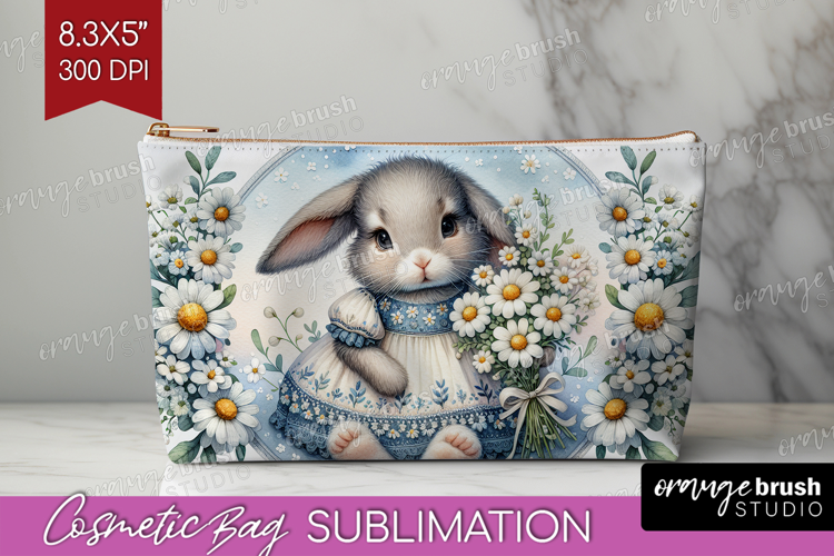 Vintage Bunny Cosmetic Bag - Cute Bunny Makeup Bag PNG