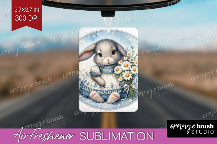 Vintage Bunny Air Freshener PNG - Cute Bunny PNG Sublimation