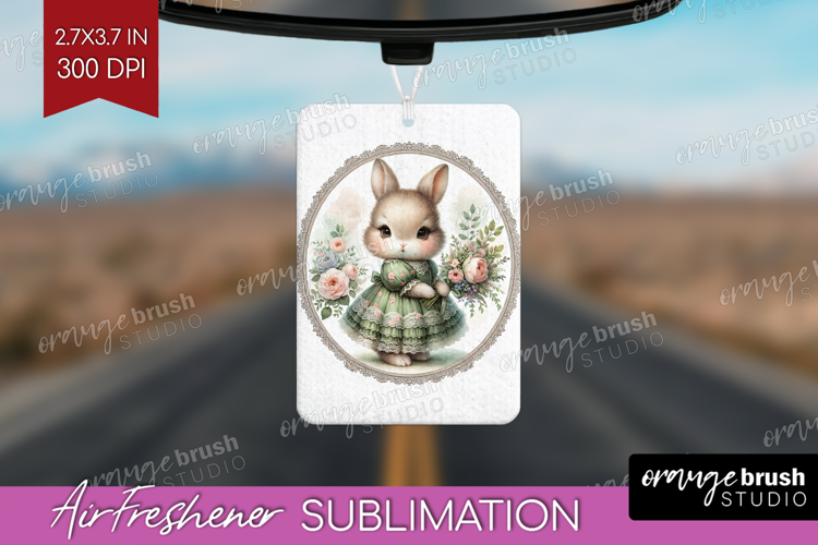 Vintage Bunny Air Freshener PNG - Cute Bunny PNG Sublimation