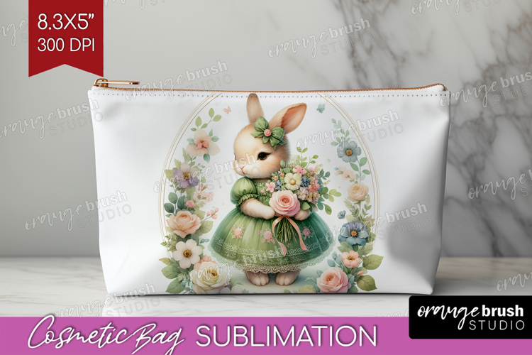 Vintage Bunny Cosmetic Bag - Cute Bunny Makeup Bag PNG