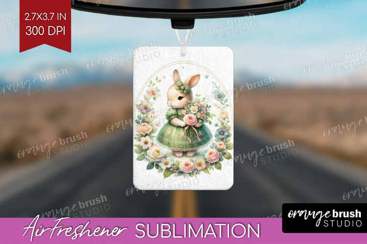 Vintage Bunny Air Freshener PNG - Cute Bunny PNG Sublimation