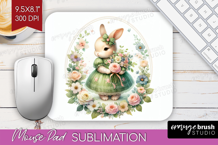 Vintage Bunny Mouse Pad Sublimation - Cute Bunny Mousepad