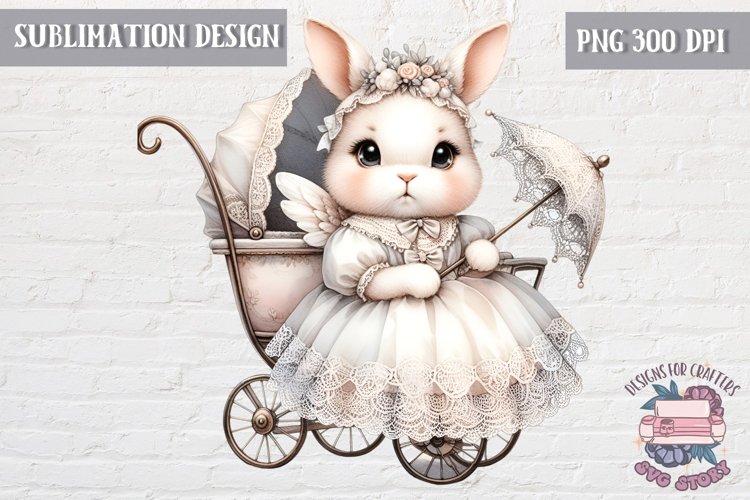 Cute bunny Vintage PNG Sublimation Design Kids Decor Girl