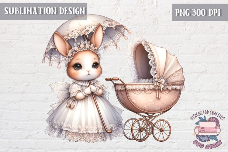 Cute bunny Vintage PNG Sublimation Design Kids Decor Nursery