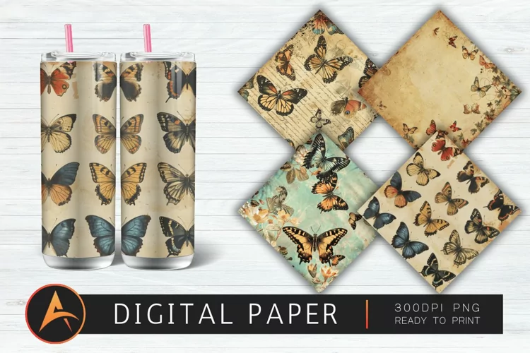 Vintage Butterflies Digital Paper