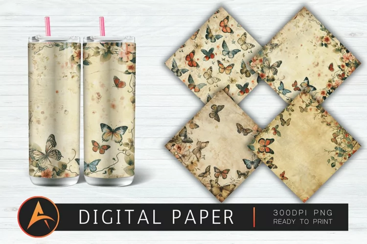 Vintage Butterflies Digital Paper