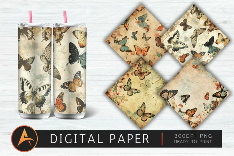 Vintage Butterflies Digital Paper