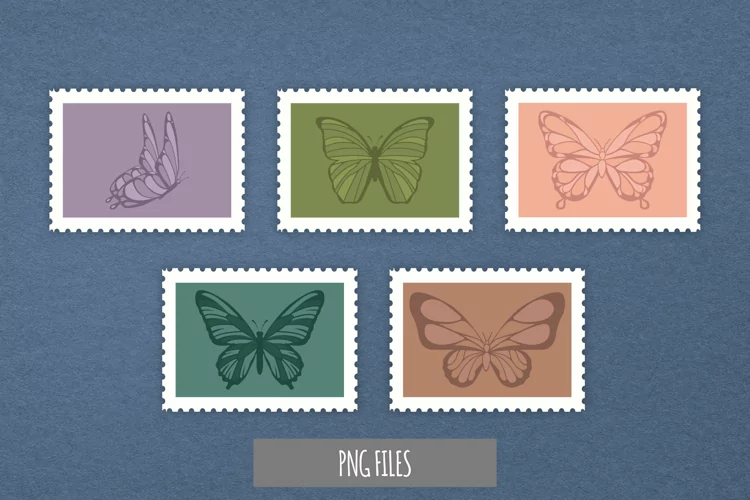 Vintage Butterfly Postage for Scrapbook Clipart