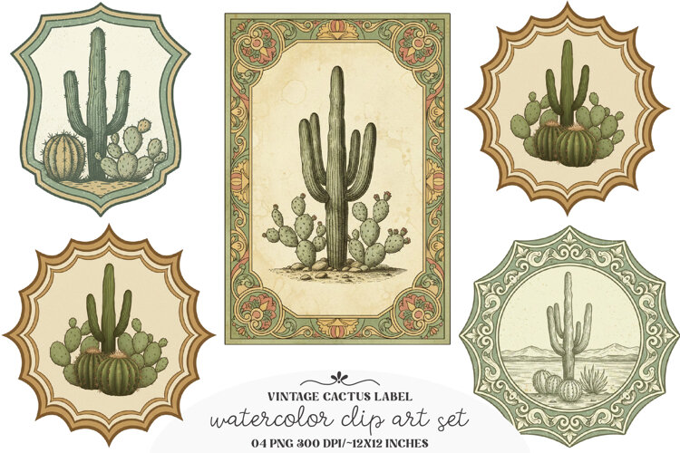 Vintage Cactus Label Printable example image 1